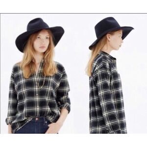 Madewell Flannel Trapeze Shirt in Overcast Plaid